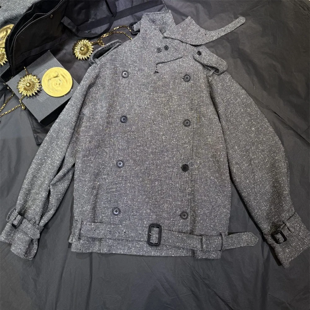 Winter 2026 Women's Wool-Blend Jacket – Double-Breasted, Belted, Oversized, High-Neck – Versatile Y2K-Style Coat bra