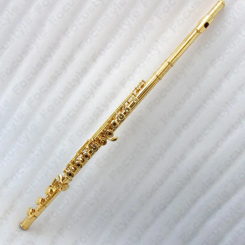 

Gold Plated High End Flute Music Instrument 17 Holes Open Hole Flute With Case