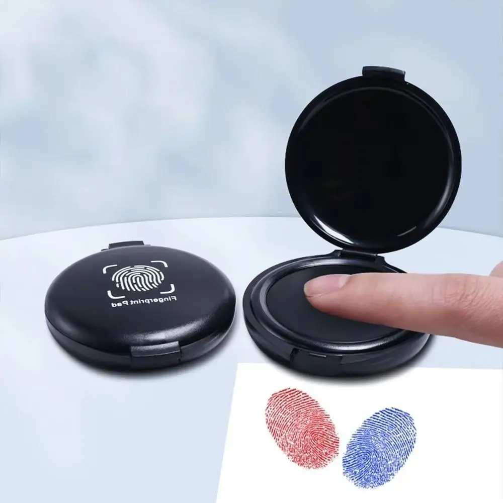 1Pcs 5.8cm Stamp Pad Waterproof Portable Fingerprint Ink Pad Mini Black/Red/Blue Thumbprint Ink Pad Identification Security