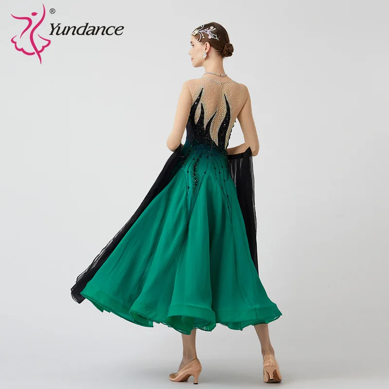 B-23090 New Women Modern Dance Rhinestone Color Diversity Dress Ballroom National Standard Waltz Competition Performance