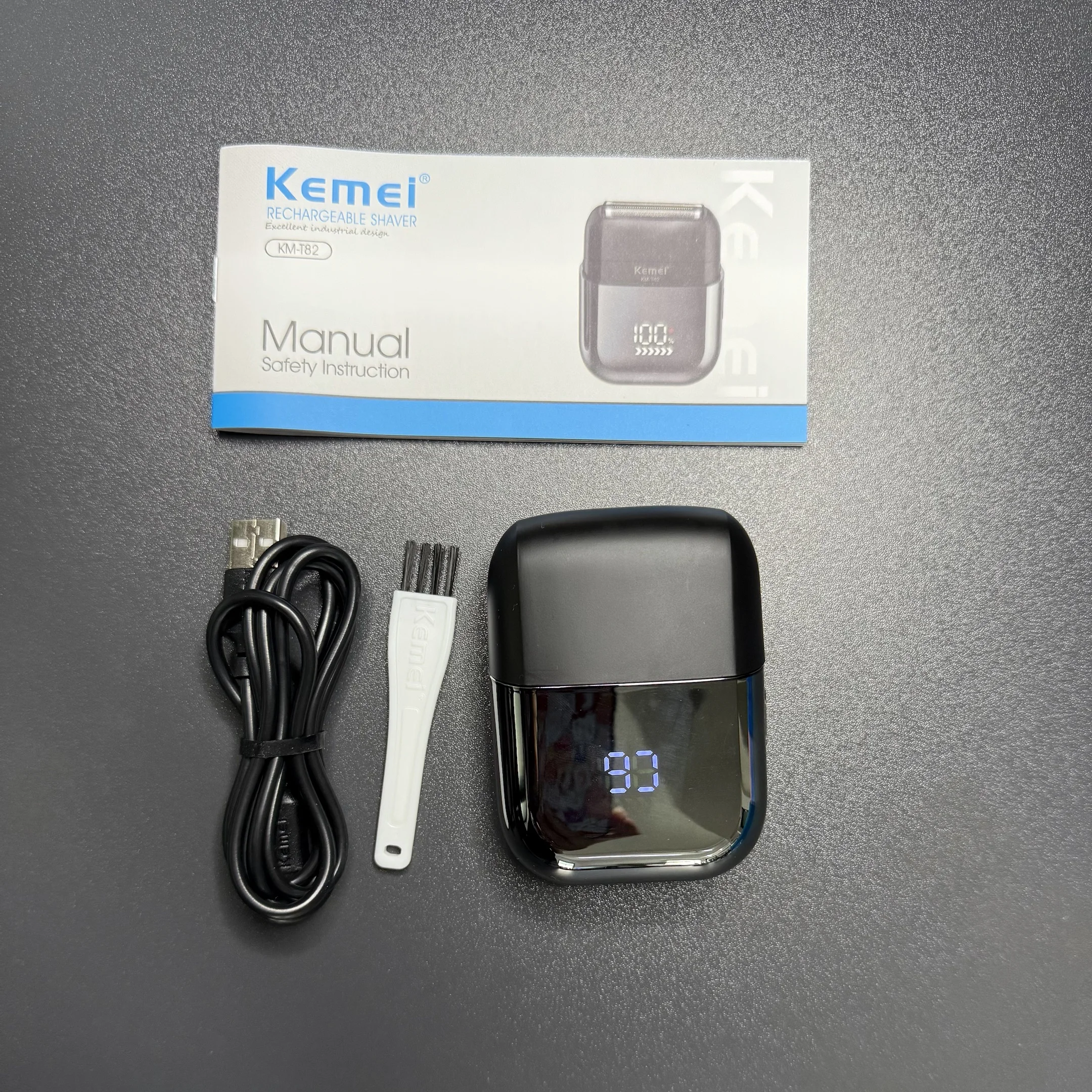 Kemei T82 Professioneller wasserdichter Elektrorasierer, wiederaufladbare Rasiermaschine für Männer, Digitalanzeige, Bartschneider, Mini-Rasierer – Detail 1