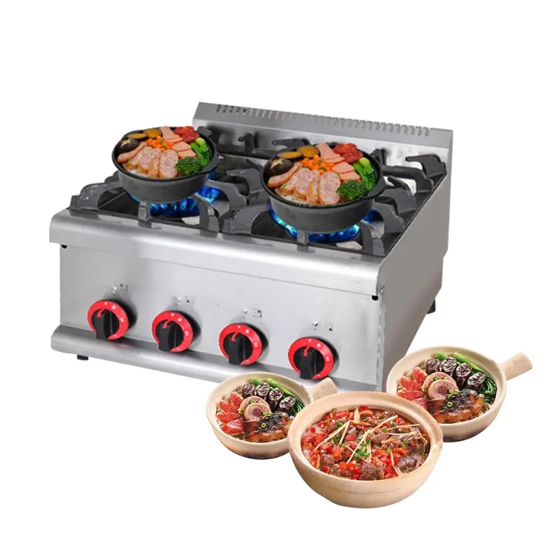 Counter Top Electric Lava Rock Grill High Quality 4 Burners Stainless Steel Gas Stove Countertop Stove Machine