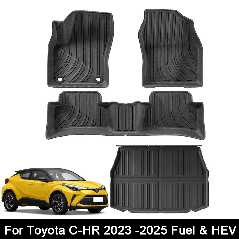 

for Toyota C-HR 2025 2024 2023 TPE Floor Mats Trunk Mat LHD 3D All-Weather Waterproof Cargo Liner Black