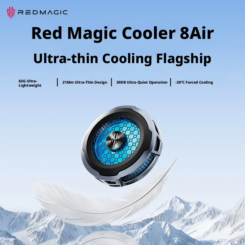 Nubia RedMagic 8Air Magnetic Phone Cooler, 18W Semiconductor Refrigeration, 65g Light‑Weight, 21mm Ultra‑Slim & Silent, RGB Ligh