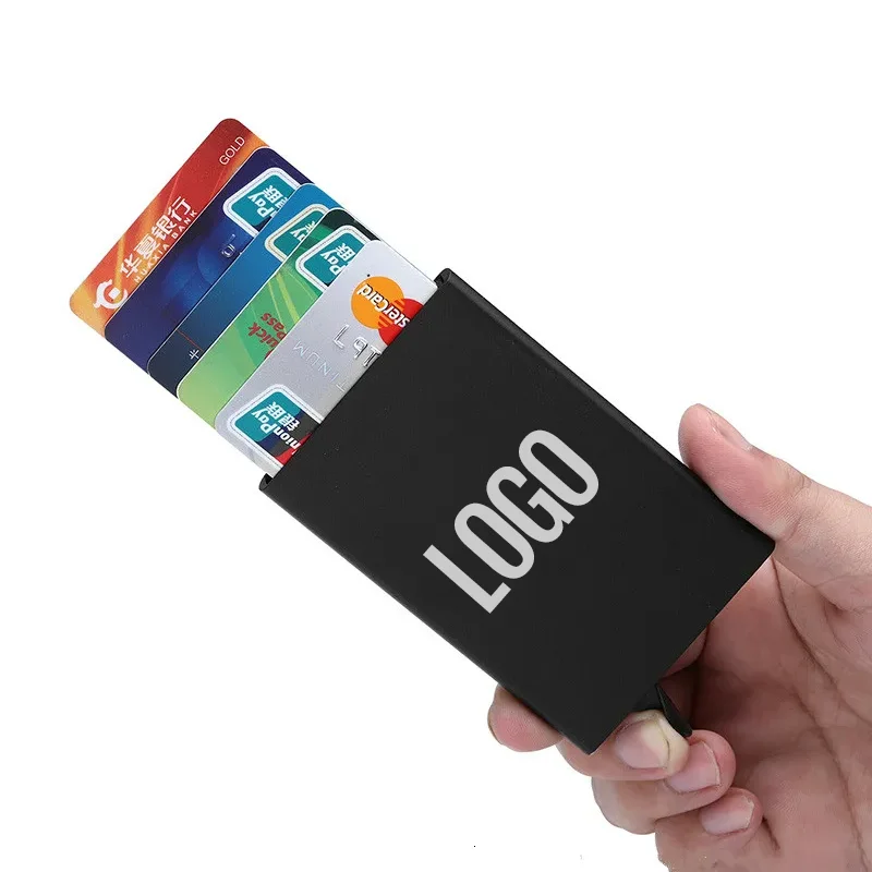 

Rfid Credit Card Holder Metal Thin Slim Smart Wallet Men Women Wallets Pop Up Minimalist Small Black Purse Mini Custom Logo