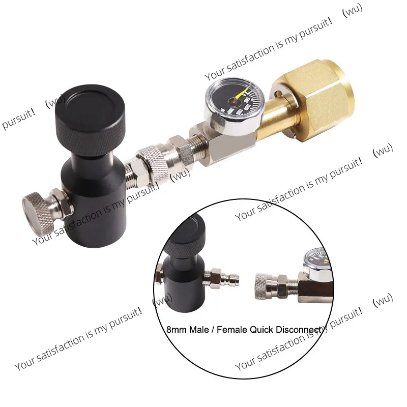 Soda cylinder large turn small W21.8 with 2000psi pressure gauge quick connection inflation valve