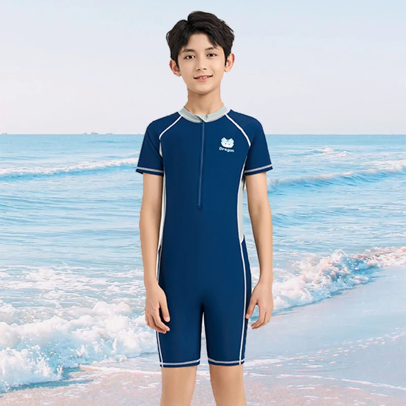 Front Zipper Swimming Suits For Boys And girls One Piece Swimsuit Children Kids Swimwear Teenage Beachwear Fast Dry Big Size