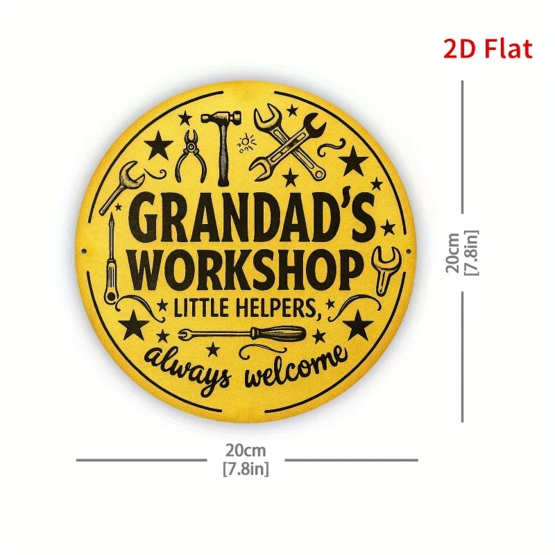 Grandpa's Workshop Metal Plaque - 2D Flat Print Vintage Tool Design with 