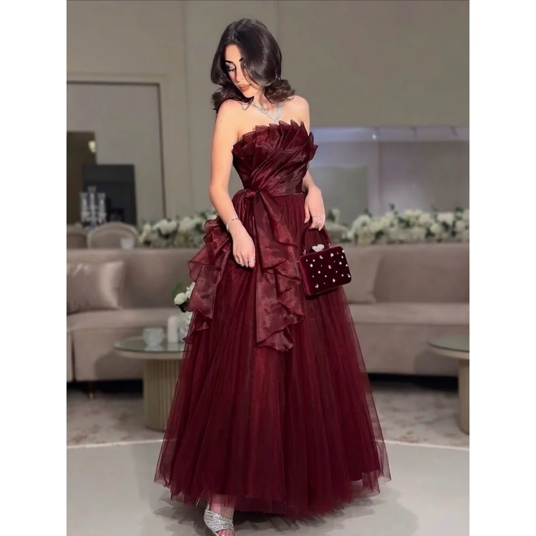 Line A Evening Dresses Woman Elegant Party Dresses for Special Occasions Brown Sleeveless Customized Chiffon Engagement Dress