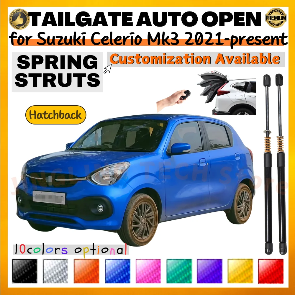 Qty(2) Trunk Struts with Spring for Suzuki Celerio Mk3 Hatchback 2021-present Rear Tailgate Boot Lift Supports Shock Absorbers
