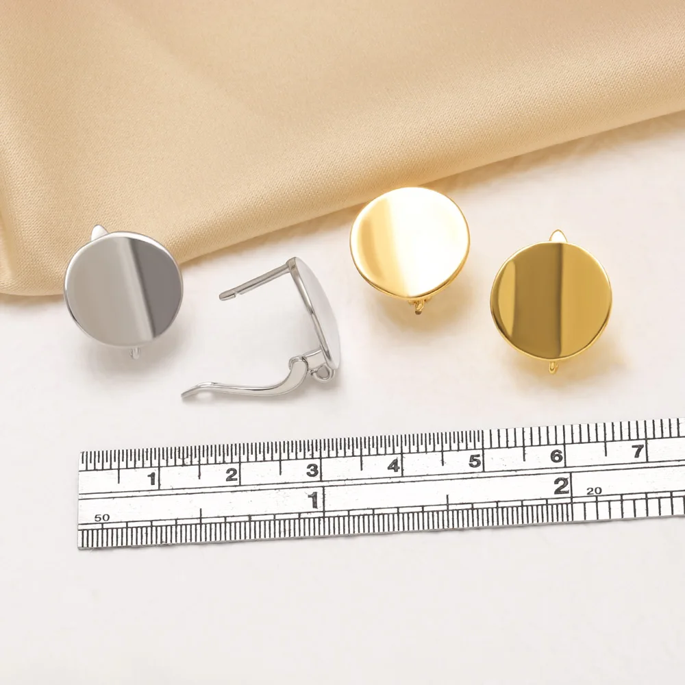 OCESRIO Modern Round Disc Hoop Earrings Copper Gold Plated French Lock Huggie Earrings Aesthetic DIY Jewelry Base erha140