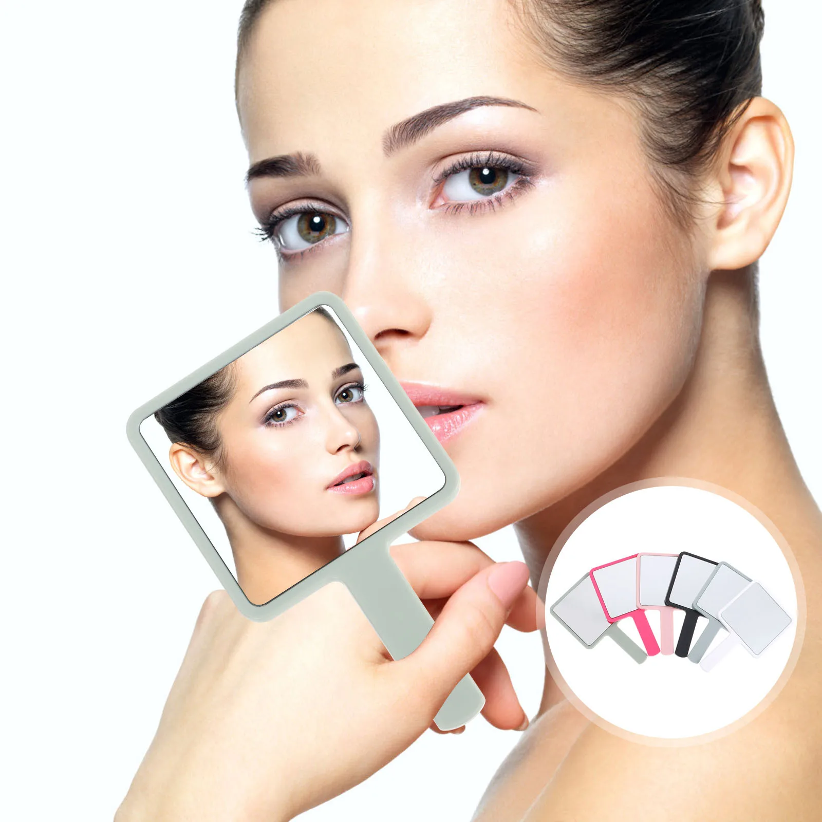 6Pcs Hand Mirror Compact Travel Makeup Mirrors Lightweight Portable Handheld Bathroom Mirror with Handle for Ladies