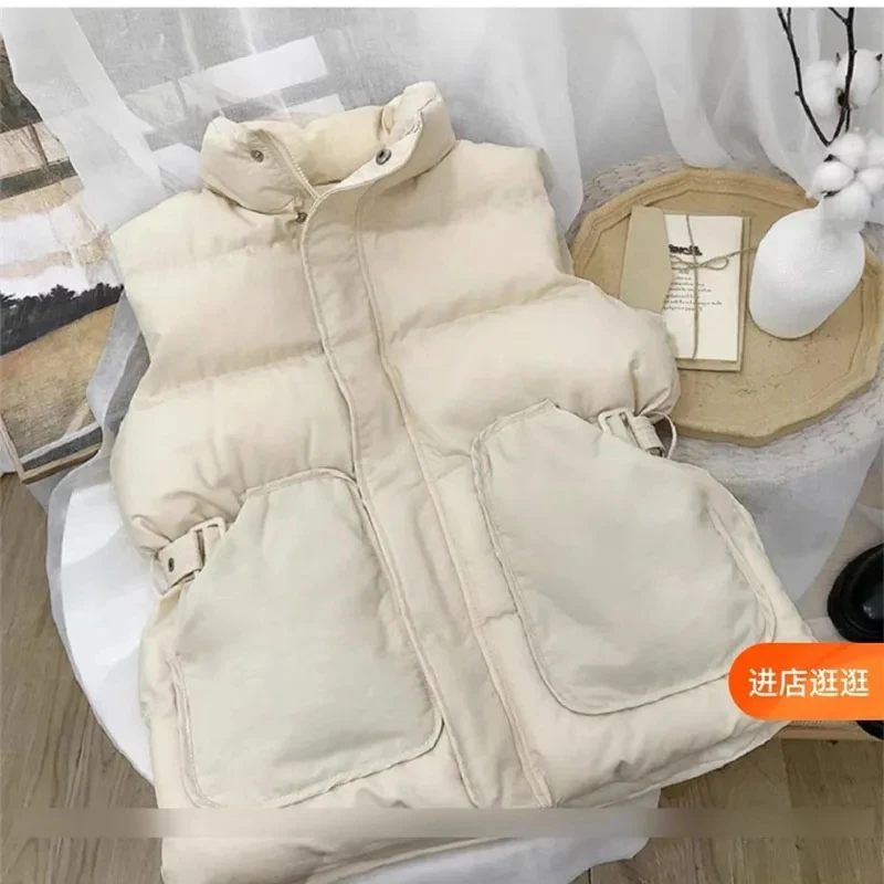 AutumnWinter Frivolous Down Cotton Vest Coat Female New Fashion Trend Stand Collar Waistcoat Waist Joker Sleeveless Jacket Top