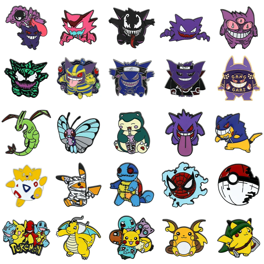 Wholesale Kawaii Anime Brooch Pokeball Gengar Squirtle Lapel Pins for Clothing Accessories Backpacks Enamel Pins