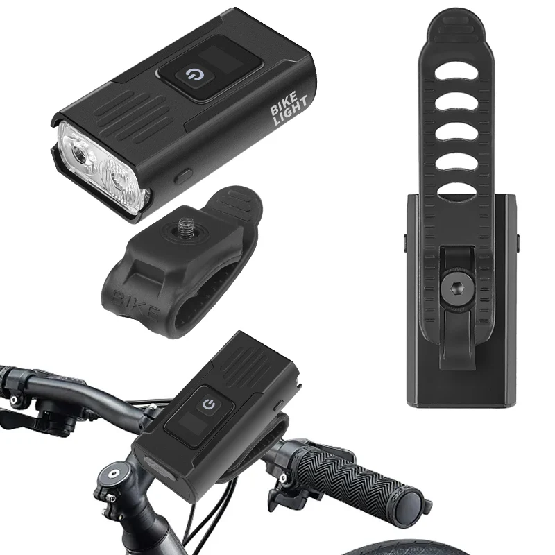 T6 Heldere Fiets Licht Batterij Type-C Usb Opladen Digitaal Power Display Compact Fiets Koplamp Fietsen 500 Lumen Ipx4 Waterdicht