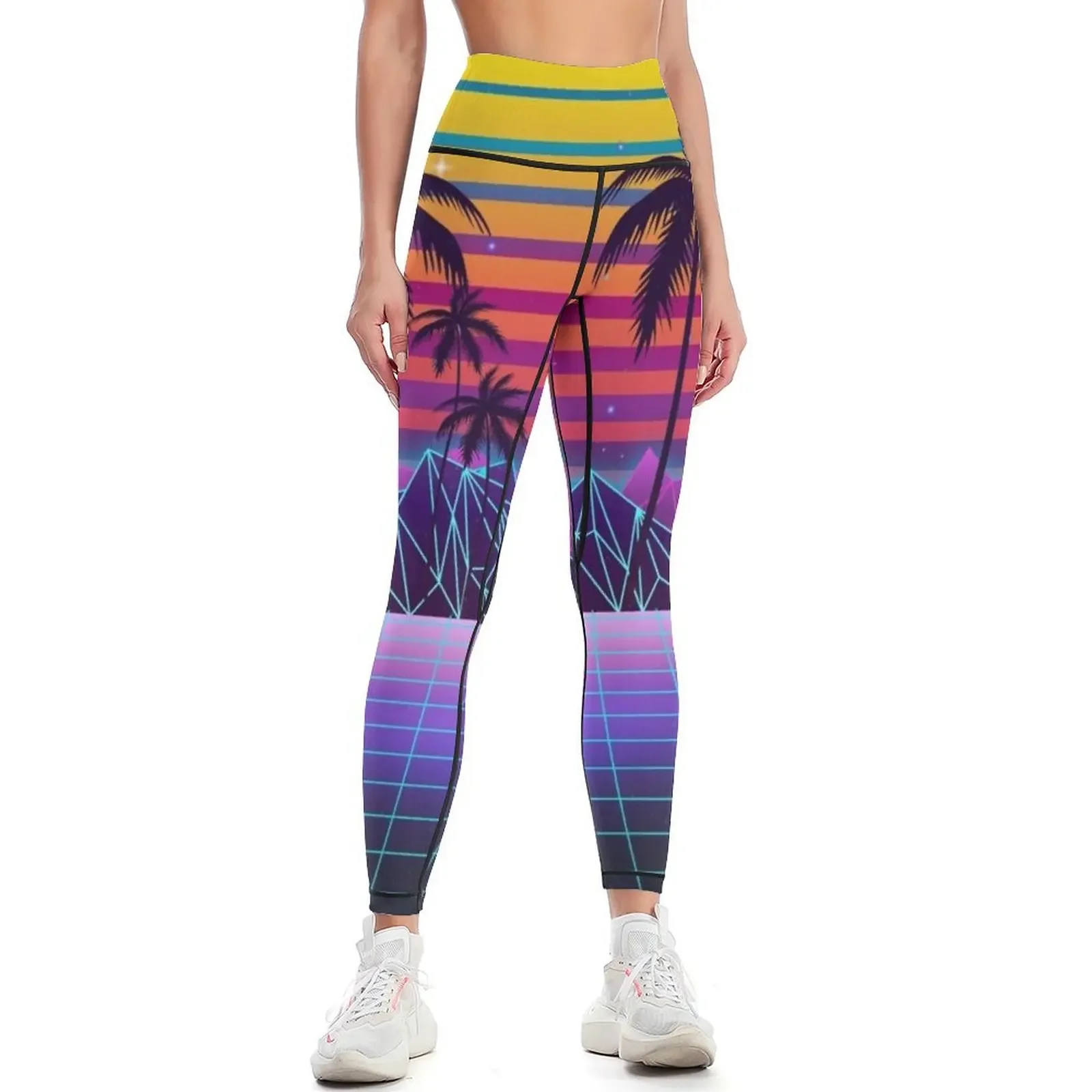 

Radiant Sunset Synthwave Leggings flared gym clothing push up legging Women's high waist Womens Leggings