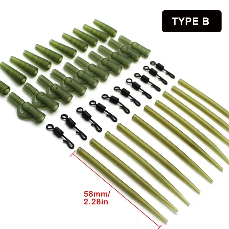 40pcs/Set Carp Fishing Safety Lead Clip Rig Tail Rubber Swivels For Carp Fishing Rigs Kit Carp  Coarse Fish Tackle Accessories