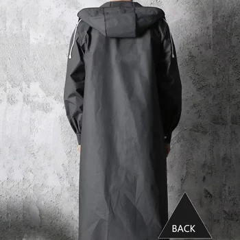 Fashion Black Adult Windbreaker Style Waterproof Long Raincoat Women's Men's Hooded Outdoor Motorcycle, Bicycle, Hiking, Fishing 5 Fashion Black Adult Windbreaker Style Waterproof Long Raincoat Women's Men's Hooded Outdoor Motorcycle, Bicycle, Hiking, Fishing 5