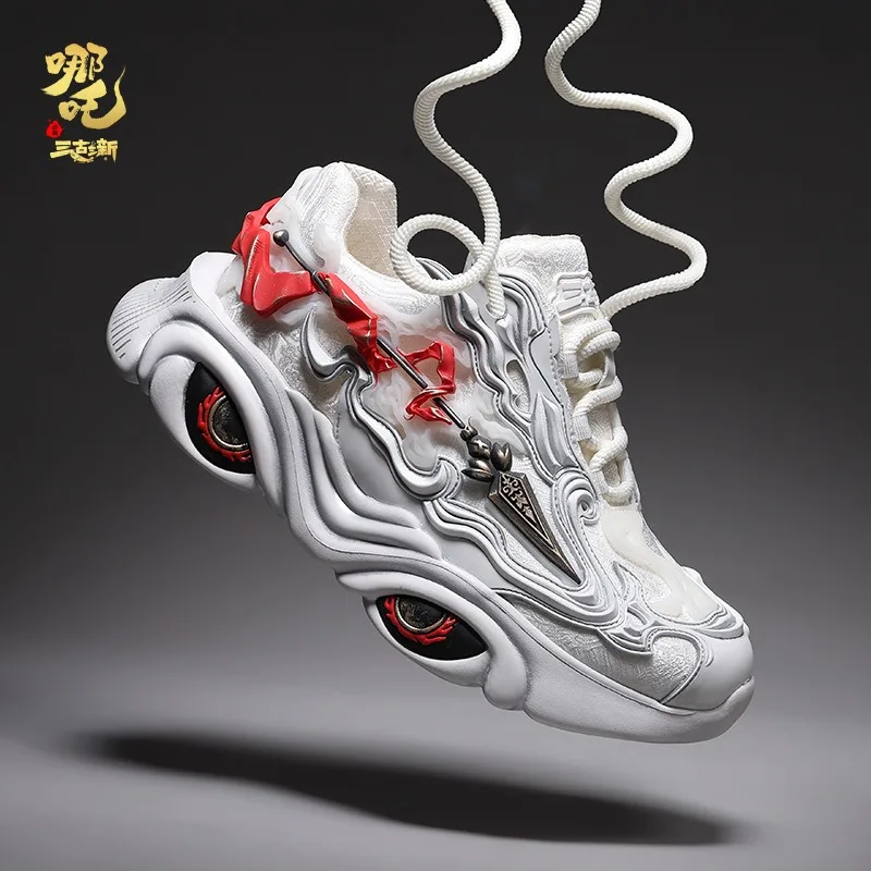 Men Chunky Sneakers Nezha Chinese‑Style Foam Rubber Thick Sole Lightweight Wear‑Resistant Lace‑Up Casual Shoes For Young Men