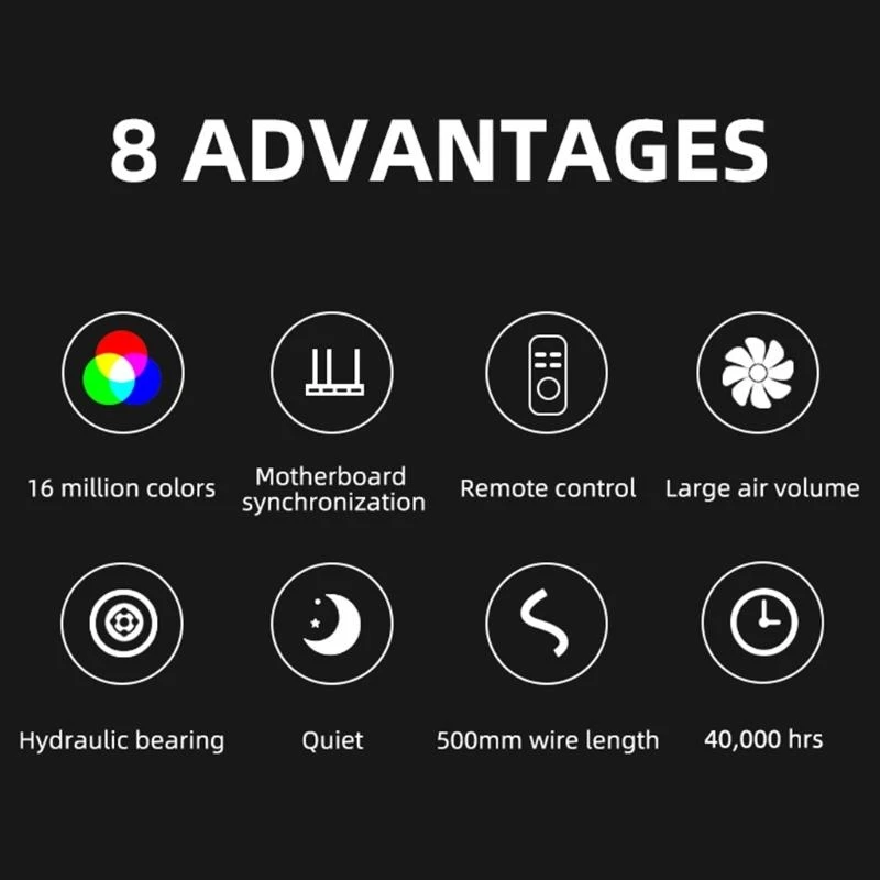 

A52B CPU Coolers, радиаторы System RGB Светодиод 120 мм для вентилятора корпуса, тихое издание Высокий воздушный поток цвет для