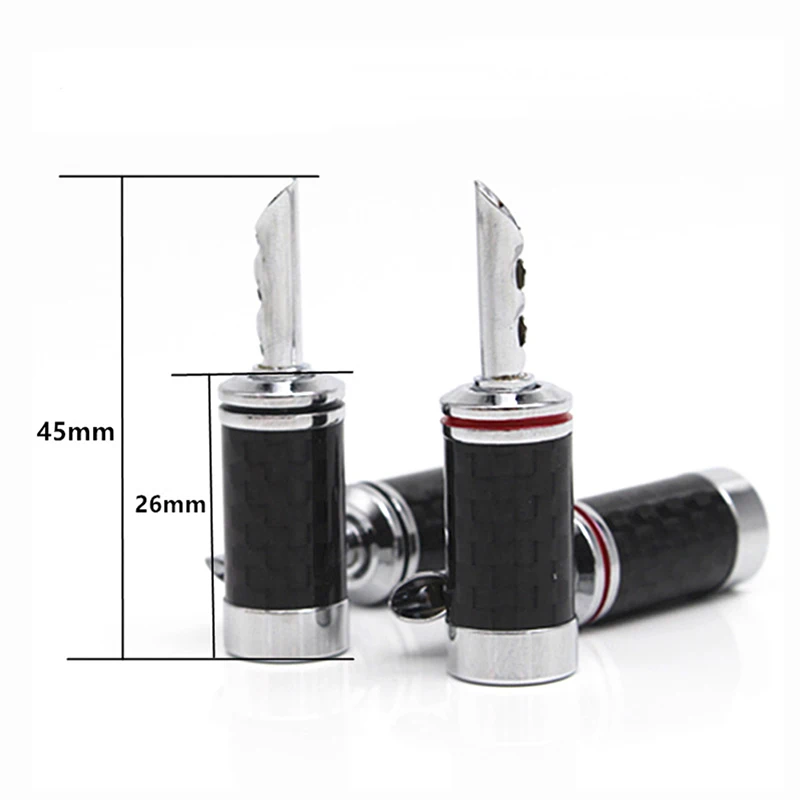 HIFI 4PCS BFA Rhodium plated banana plug Carbon fiber audio speaker cable banana connector