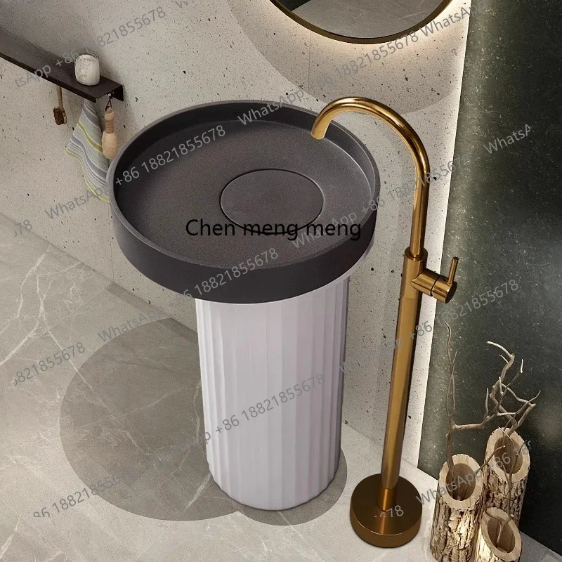 X  New creative art column washing table, commercial round floor washing table, column basin
