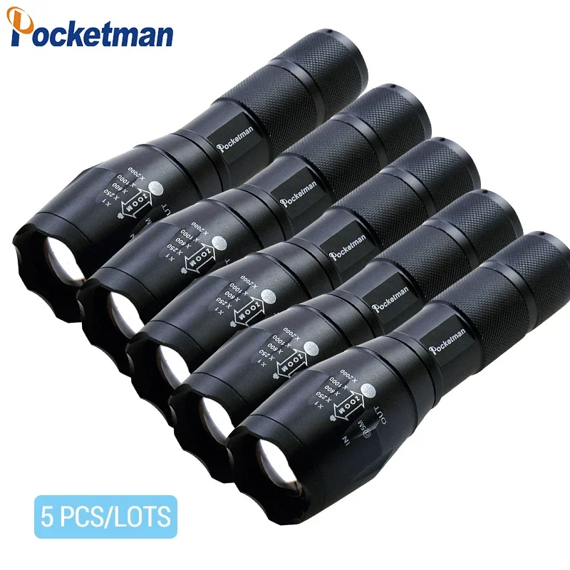 2024 HOT 5 PCS/LOTS High Power T 5 Modes Super Bright LED Flashlight Waterproof Zoomable Torch Lights Z15 Outdoor Camping Light