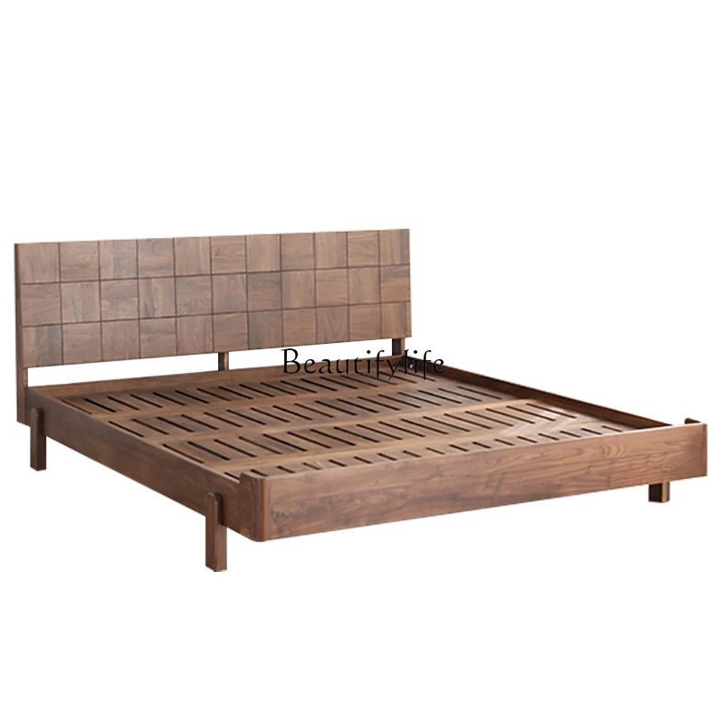 

North American black walnut full solid wood bed modern simple Chinese style