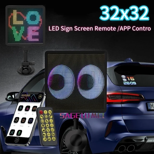 Inteligentny wyświetlacz samochodowy Matrix Pixel Panel Decor LED Sign Screen Remote and APP Control Pixel Panel DIY Text Pattern Scroll for Window