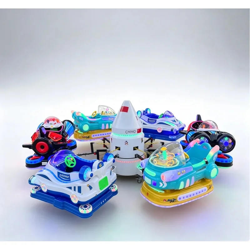 6 Seats Kids Electric Rotating Ride LED Light Amusement Rotary Car Outdoor Carnival Merry Go Round for Playground