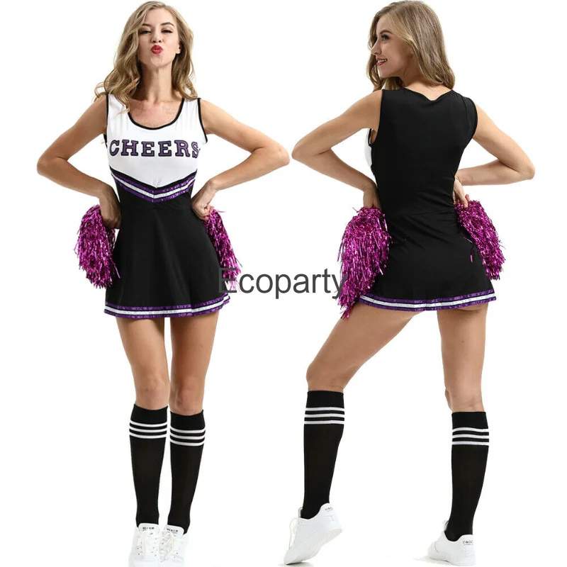 Nuove donne Cheerleader Cosplay Costume scuola ragazze estate Sexy manica corta Cheerleading uniforme vestito signora costumi di Halloween