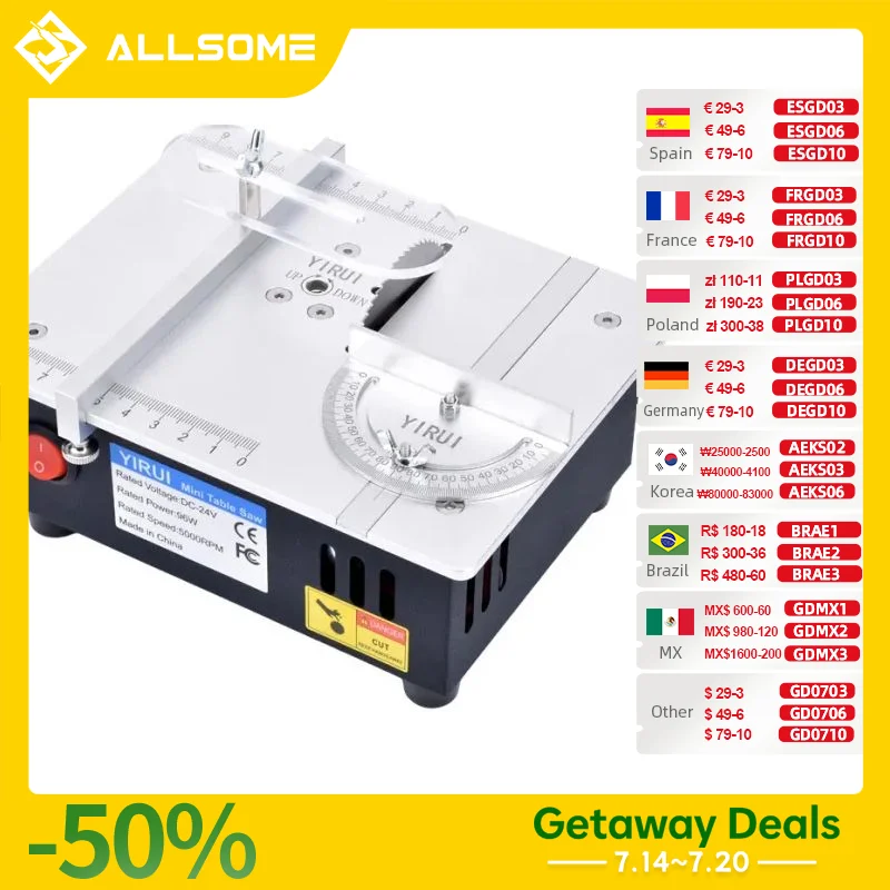 

ALLSOME S3 96W Mini Table Saws Electric Bench Saw DIY Model Household Cutting Machine 775 Motor 63mm Blade