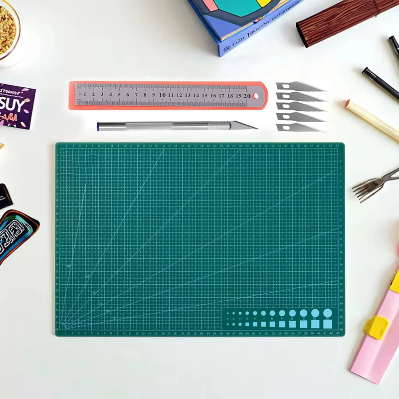 A3/A4/A5 PVC Craft Cutting Board Set Cutting Pad With Utility Knife And Ruler For Student Sewing Leather Paper Carving Supply