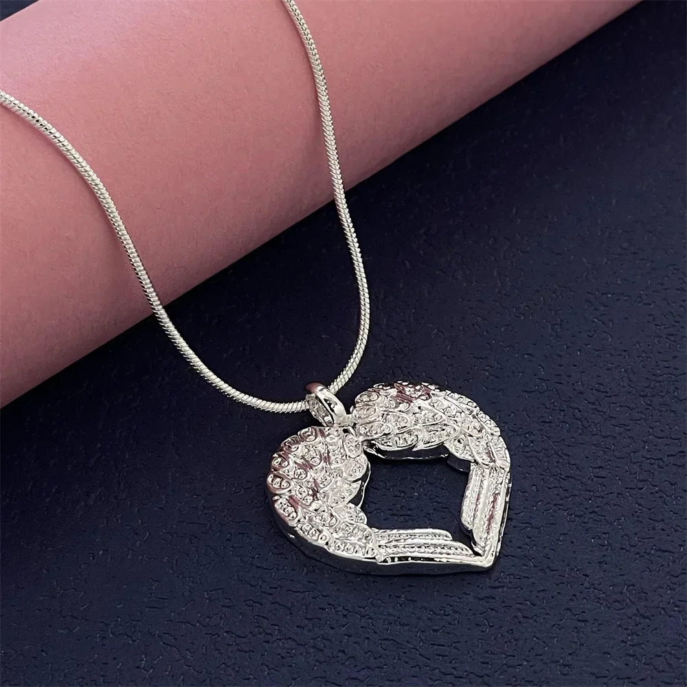 2024 New Design 925 Sterling Silver Snake Chain Heart-Shaped Pendant Necklace For Men And Women Wedding Engagement Party Gifts image 6