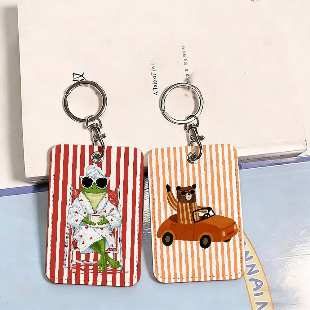 Cute Funny Animal Ins Cartoon Rectangle Keychain Card Holder, Badge Credit Card Holder, Student ID Card Holder, Bus Cards Cover