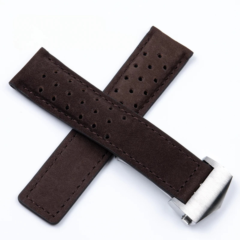 Acessórios de relógio de couro genuíno para tag heuer série super respirável design pulseira de relógio fivela dobrável 20 22 24mm