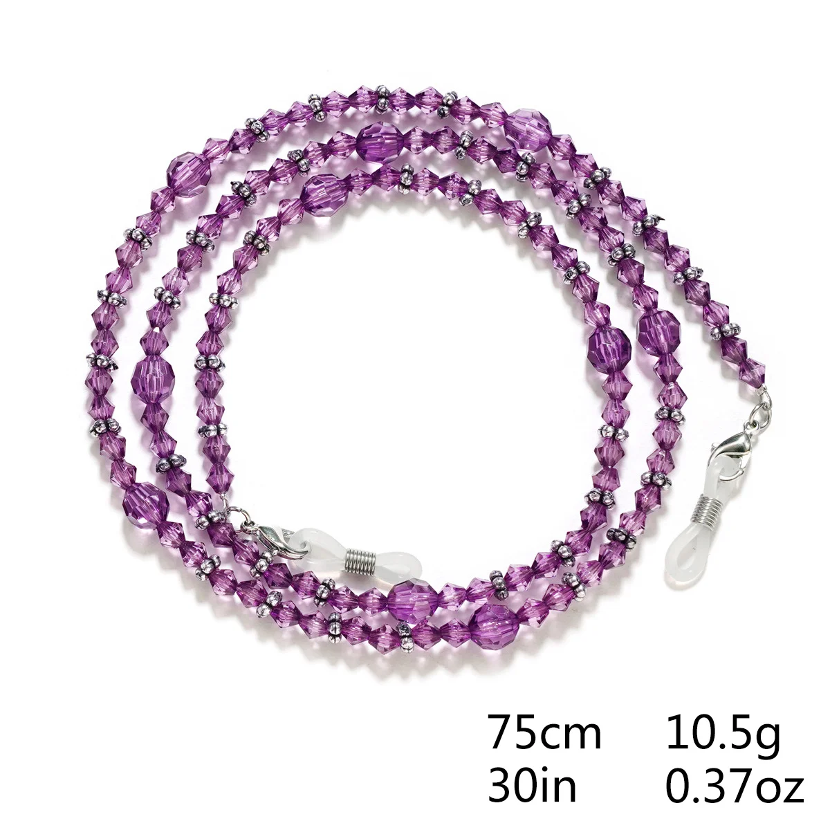 Lila Blumen-Perlen-Brillenkette, Maskenhalter für den Hals, Brillenband für Damen zur Verhinderung von Stürzen und Verlust. – Detail 2