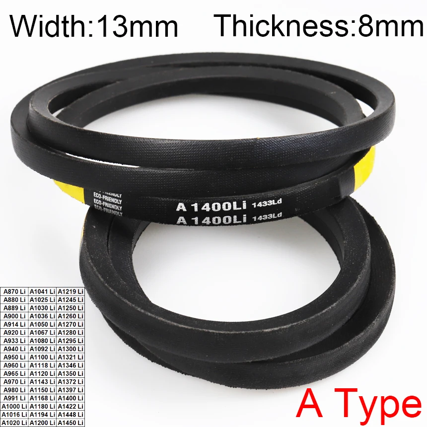 A 870/1000/1100/1200/1300/1400-1450Li Rubber Banded Cogged Wedge Machine Timing Drive Classical V-Belt Transmission Vee V Belt