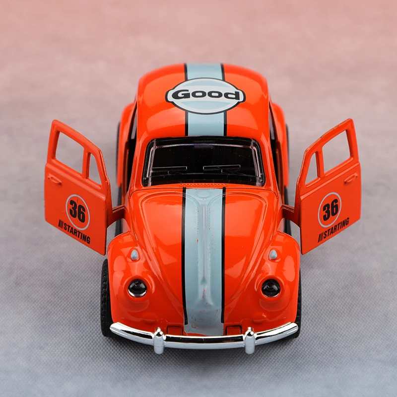 (Bagged) 1:38 besouro clássico de liga retrô, carro retrátil de liga fofa, brinquedo infantil, estilo antigo adorável