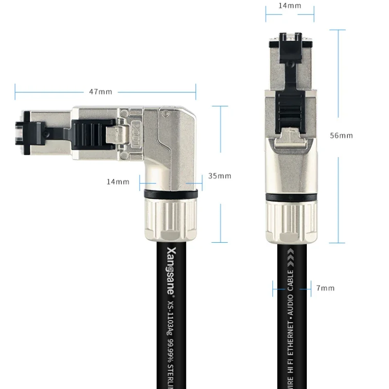 Kabel Ethernet CAT8 z czystego srebra 40 Gb/s 2000 MHz Patchcord sieciowy RJ45 do laptopów Linia audio HiFi