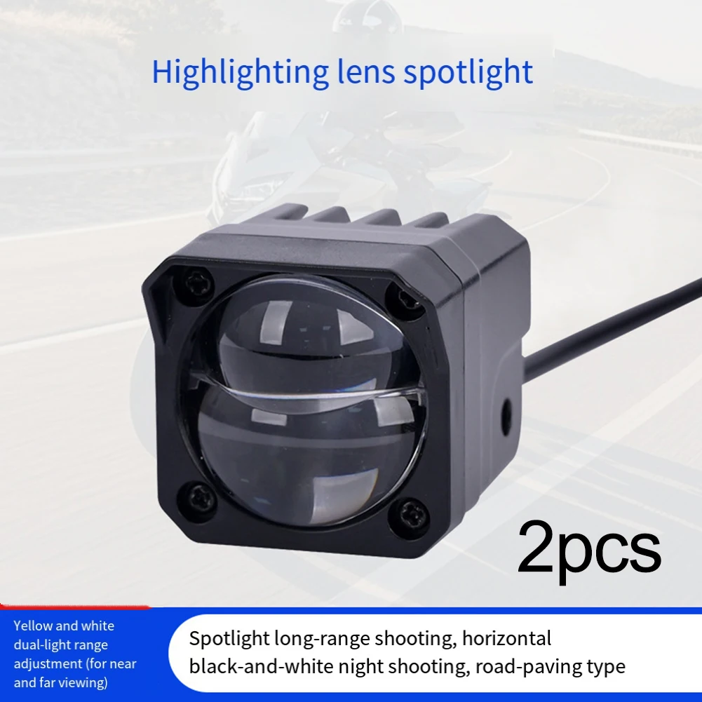 12 24V Spotlights LED Motorcycle Headlights Heat Dissipation Aluminum Night Driving Visibility Size 34*34*43MM