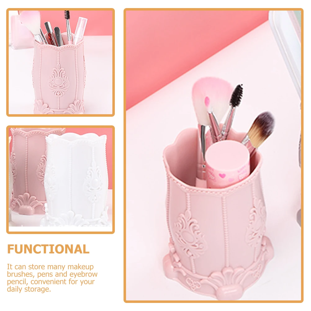 

2 Pcs Nail Pen Holder Eyeliner Desk Storage Box Plastic Office Makeup Brush Classroom Pencil Stationery Organizer