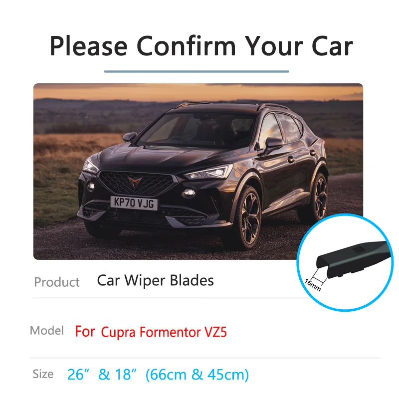 Car Front Wiper Blades for Cupra Formentor 2020 2021 2022 VZ5 Washer Cleaning Window Windscreen Windshield Accessories Auto Part