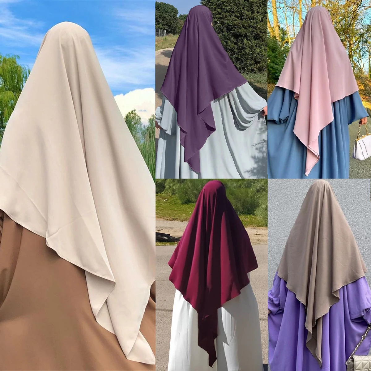 

New Khimars Jubha Islamic Clothing Hijabs Musulman Prayer Garment Long Khimar Ramdan Eid Muslim Long Hijab Headcarf Women