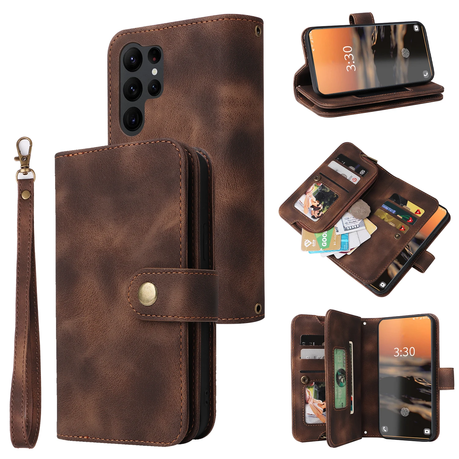 Handbag PU Leather Phone Case For Samsung Galaxy S23 S22 S21 S20 Note 20 Ultra S23 S22 S21 Plus S21 S20 FE Wallet Lanyard Cover