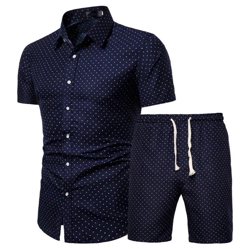 

Y2K Summer New Mens Fashion Vintage Luxury Shirts For Men Set Hawaiian Beach Male Dots Printed Short Sleeve Ethnic Shirt кофта