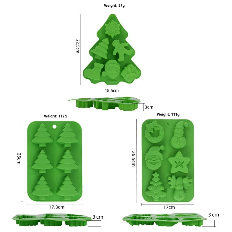 Moules à chocolat en silicone faits à la main, bonhomme en pain d'épice, père Noël, flocon de neige, bonhomme de neige, moules de cuisson de bonbons, arbre de Noël