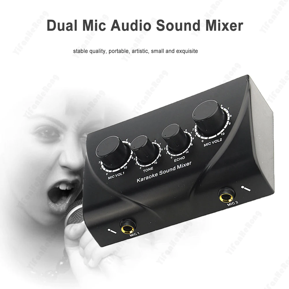 Mezclador de sonido de Karaoke profesional, sistema de Audio portátil, entradas de micrófono Dual, mezclador de sonido de Audio para amplificador y micrófono, EU/US