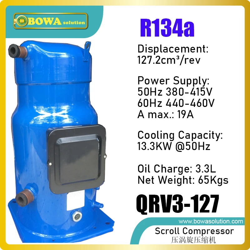 13kw, R134a scroll compressor is used in heat pump dehumidifiers in agriculture products drying or chilling rooms