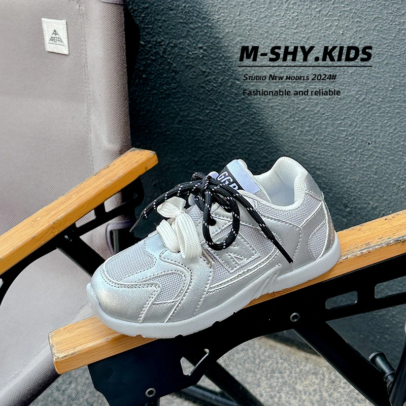 Kids Sneakers New Students Running Sports Shoes Boys Girls Mid-top Board Shoes Baby Casual Soft Bottom Footwear for Kids Flats